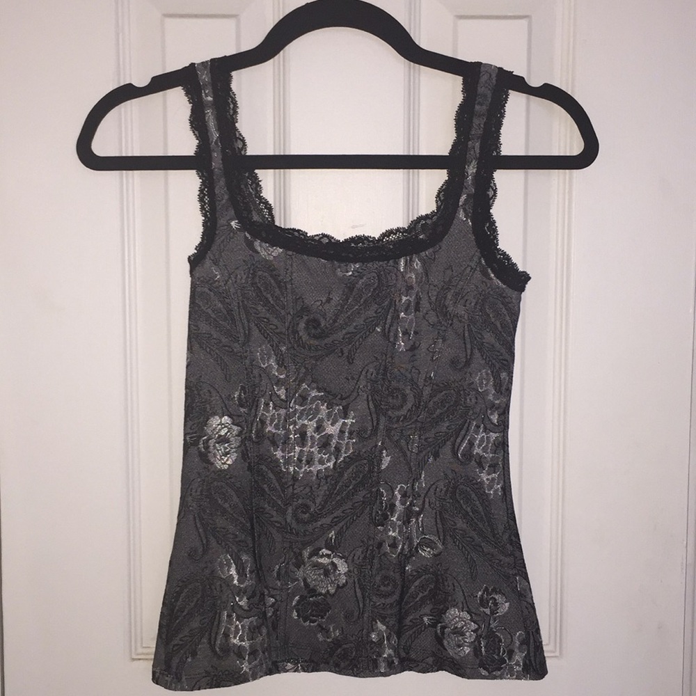 NWOT WHBM Gray and Black Fitted Top - Picture 3 of 5